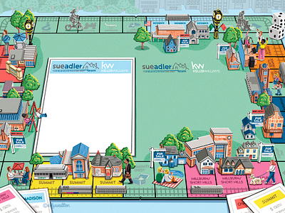 Illustrated Monopoly Board: Sue Adler Real Estate Guide Cover board game illustration digital art editorial editorial illustration game board illustrated map illustration magazine magazine illustration map map illustration monopoloy board monopoly illustration photoshop illustration