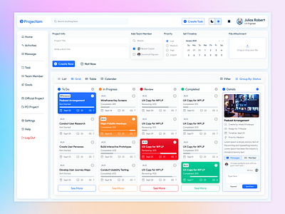 Project Management Web App activity app design dashboard design dipa inhouse kanban kpi planner plugin project management web app project manager saas schedule software design task management task manager task tracking team todo web app workflow