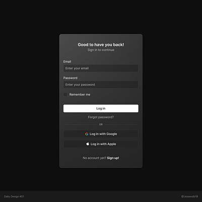 Daily Design #01 | Sign In Card dailyui minimalistdesign signinscreen ui uidesign ux