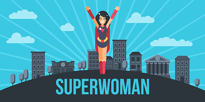 🦸‍♀️ 🏬 Superwoman in a Big City background big city bigcity building cartoon city concept girl illustration light marketing silhouette success superhero vector woman