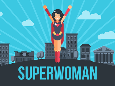 🦸‍♀️ 🏬 Superwoman in a Big City background big city bigcity building cartoon city concept girl illustration light marketing silhouette success superhero vector woman