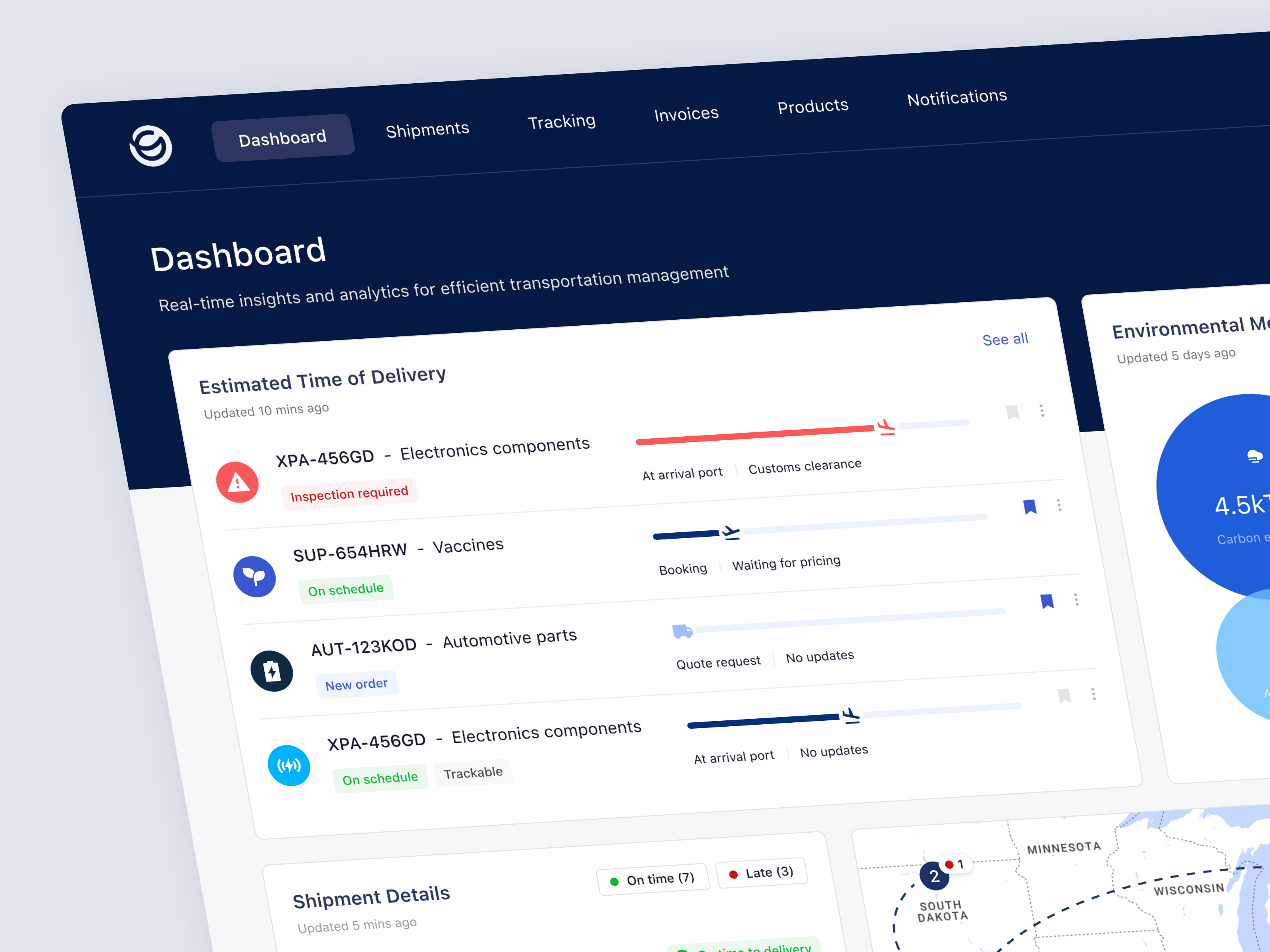 Navicore: Comprehensive B2B Logistics Dashboard ai analytics b2b crm dashboard data driven delivery line chart logistics map interface metrics platform product design real time tracking saas shipment tracking statistic transportation ui ux