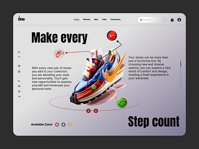 Make every step count app appui design figma landingpage minimal nike shoes ui uiux webdesign website