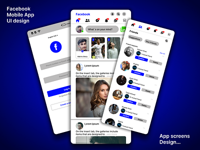 Facebook mobile app UI design adobe illustrator adobe photoshop app design app ui branding facebook app facebook ui figma interface design mobile screens prototyping ui ui ux user interface wireframes design