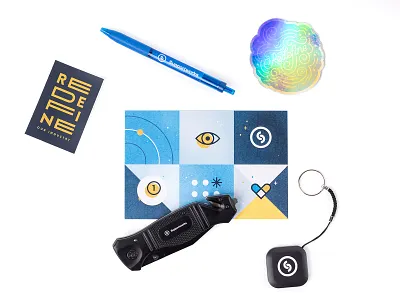 Employee Swag branding employment brand merch notecard pattern pen pocket knife sticker swag texture