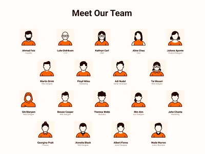 Website Team Section avatar character desain gender group line man profile team ui user ux website woman