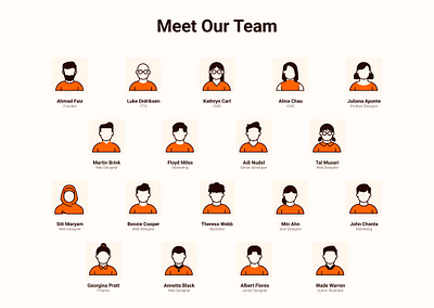 Website Team Section avatar character desain gender group line man profile team ui user ux website woman