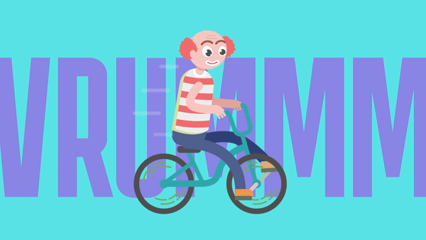 Clown riding a bike animation motion graphics