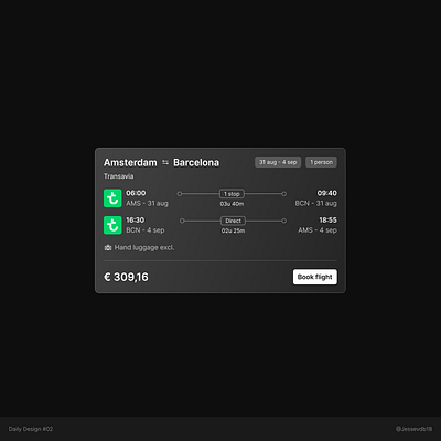 Daily Design #02 | Flight Information Card carddesign dailyui figma flight ui uidesign ux