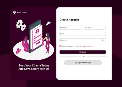 Sign up page challenge graphic design ui