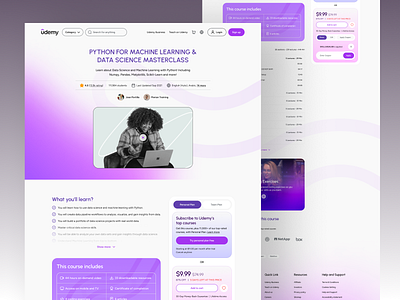 Udemy eLearning course detail page redesign concept course elearning gradient landing page design lms redesign udemy ui design website design