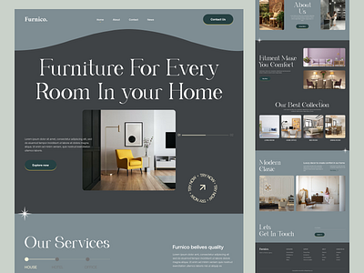 Furnico Furniture Landing Page. architecture clean company design furnico furniture home page interior interior design landing page minimalist room ui ux web website designer