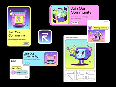 Rise branding bright character colors community crypto discord ethereum gradients identity illustration logo nft socials web3