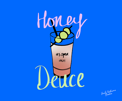 honey deuce cocktail US Open Illustration brand design brand identity branding branding inspo cocktail graphic design hand drawn illustration honey deuce honey deuce cocktail illustration logo design tennis tennis tournament typography us open