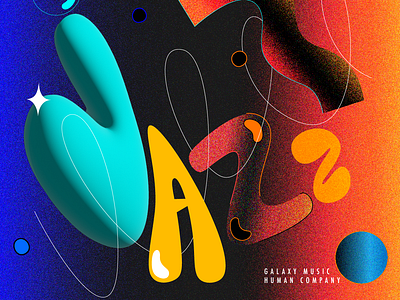 Space jazz artwork elements graphic design illustration jazz lettering music space vector