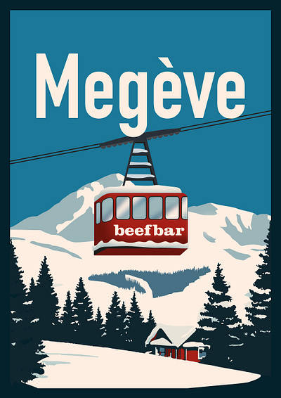 Beefbar Megève illustration illustrator poster design