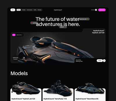 HydroFuture® | Jetski rental | Landing page design jetski landing page modern rental site styilish ui uiux design ux uxui web web design website