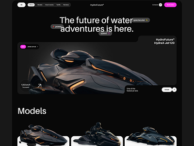 HydroFuture® | Jetski rental | Landing page design jetski landing page modern rental site styilish ui uiux design ux uxui web web design website