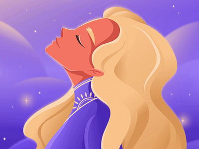 Starry night 2danimation adobeillustrator aftereffects animated animation artwork dream flatillustration illustration illustrator purple star starrynight vectorart vectorillustration woman