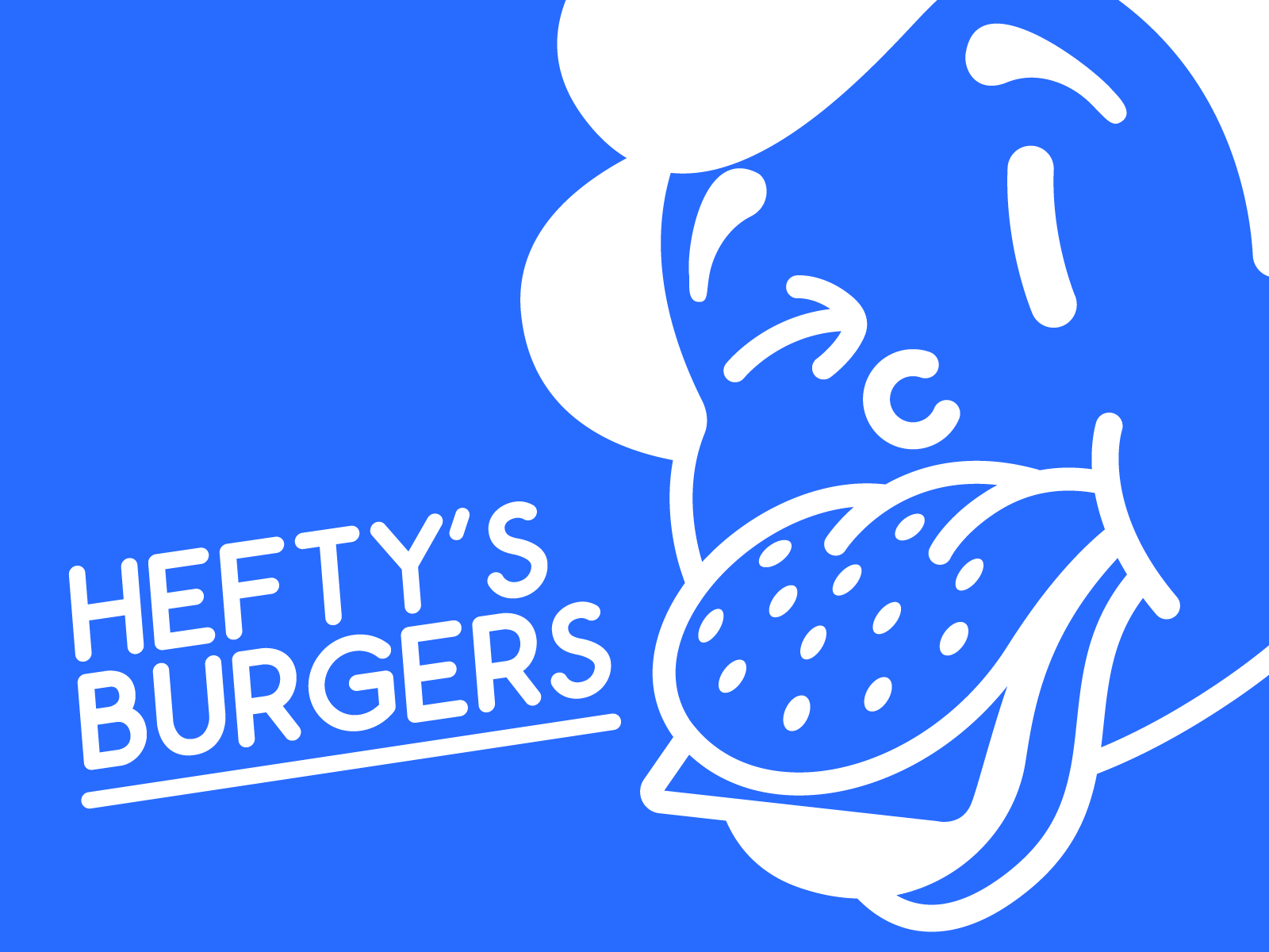 "Hefty's Burgers" Fast Food Character Logo Animation 2d animation after effects burgers cartoon character animation fast food logo illustration motion design motion graphics vector
