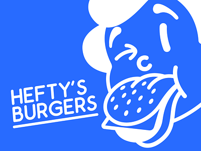 "Hefty's Burgers" Fast Food Character Logo Animation 2d animation after effects burgers cartoon character animation fast food logo illustration motion design motion graphics vector