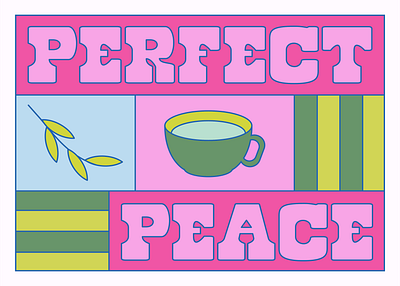 Life Illustration II colorful graphic design illustration pink and green teacup typography