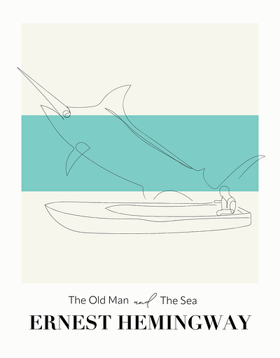 The Old Man and The Sea author design graphic design hemingway illustration poster print vector