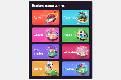 Game genres app concept design illustration ui zutto