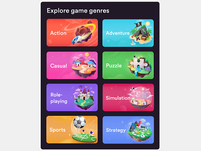 Game genres app concept design illustration ui zutto