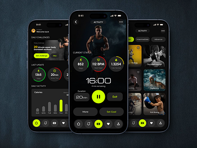 FIT TRACK - Fitness App UI branding dark ui fitness app ui uiux