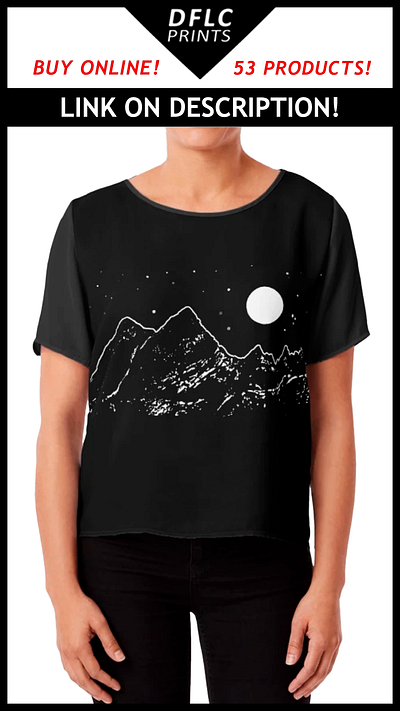 Enchanted Moonscape Black and White Illustration black and white design drawing fantasy fashion landscape mystery prints surface design textile design