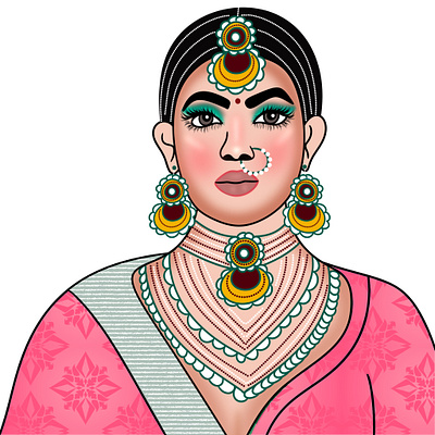 Indian Bridal Illustration 3d animation artwork beauty branding bridal business card design graphic design illustration illustrator indian bridal logo music photoshop poster trending ui vector yoga