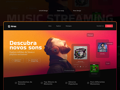 NRES - Streaming de música appdesign casestudy digitalproduct interfacedesign mobileapp musicstreaming nres userexperience