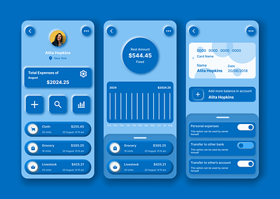 Financial Management App's Screen app design easy to use finance management app minimal design neomorphism simple ui user interface ux