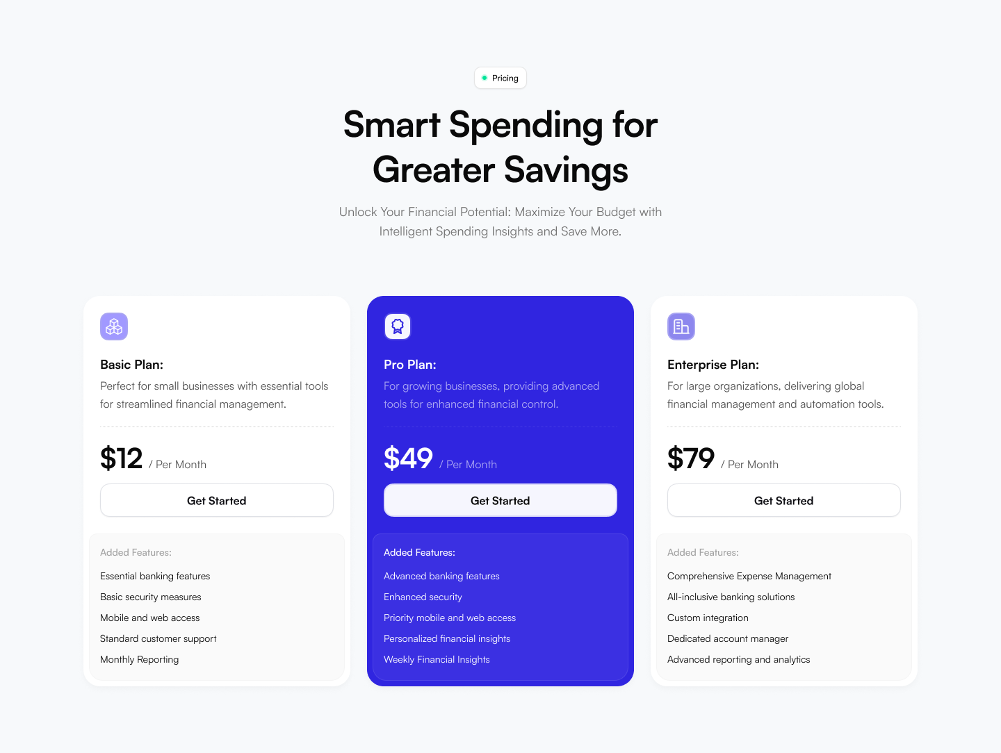 Minimal Pricing Section | Fintech | SaaS 3 tier pricing design free figma file freebie landing page landing page price section modern price section modern pricing price section price section ui price web design pricing section subscription section ui ux web web design web price section website price section