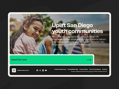 Prebys Sparx - Footer award branding button call to action challenge cta design energy footer grotesk modular positive san diego ui web web design youth