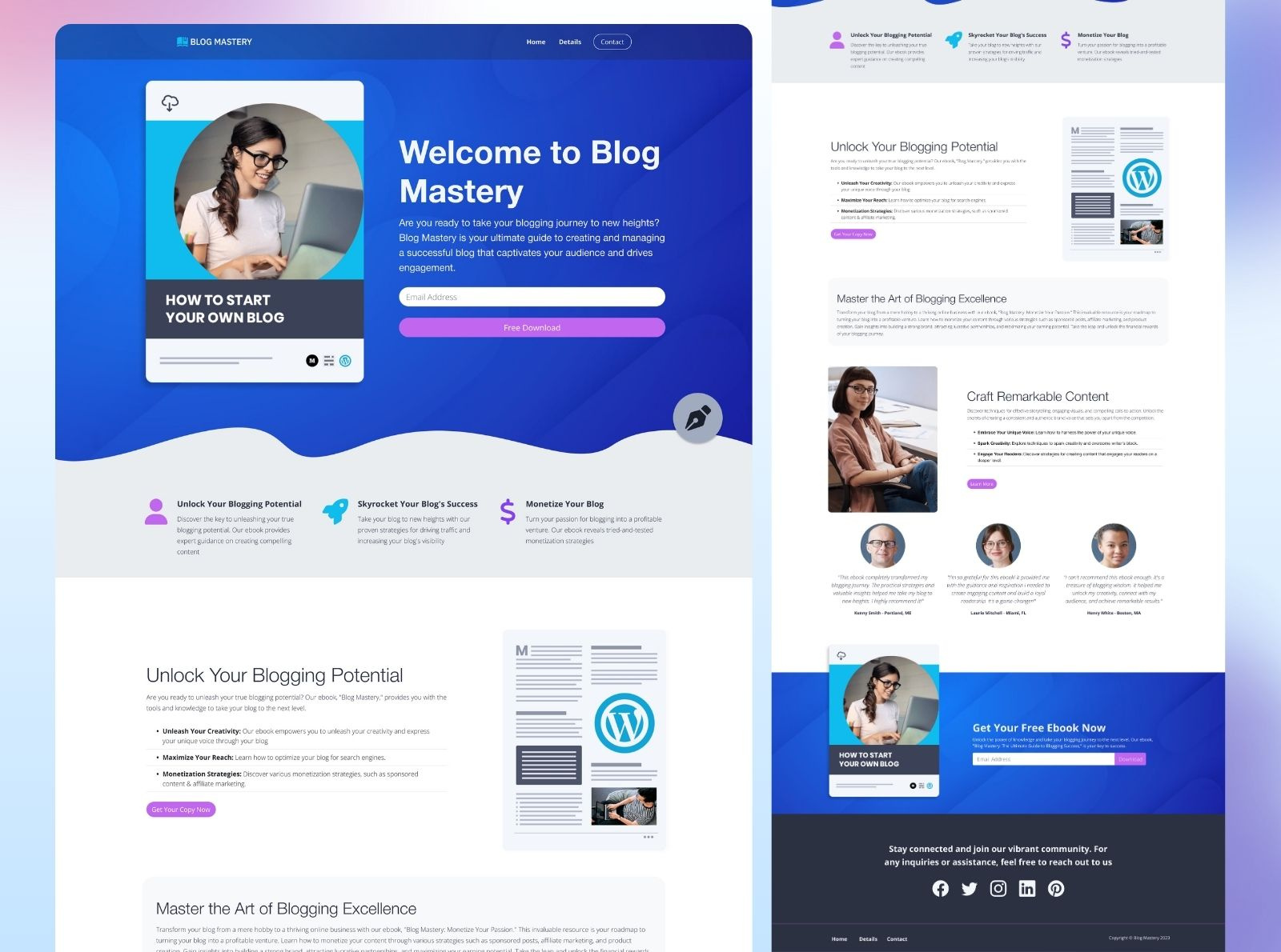 Blog Mastery Website bootstrap css figma figma design frontend html sass ui uiux wireframe