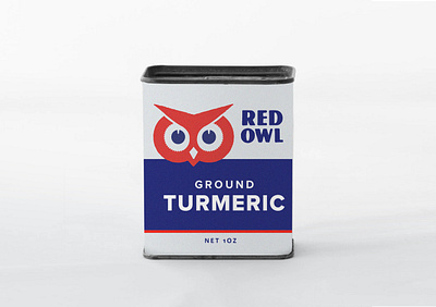 Red Owl Spice Tin branding design food stores packaging red owl spice tin