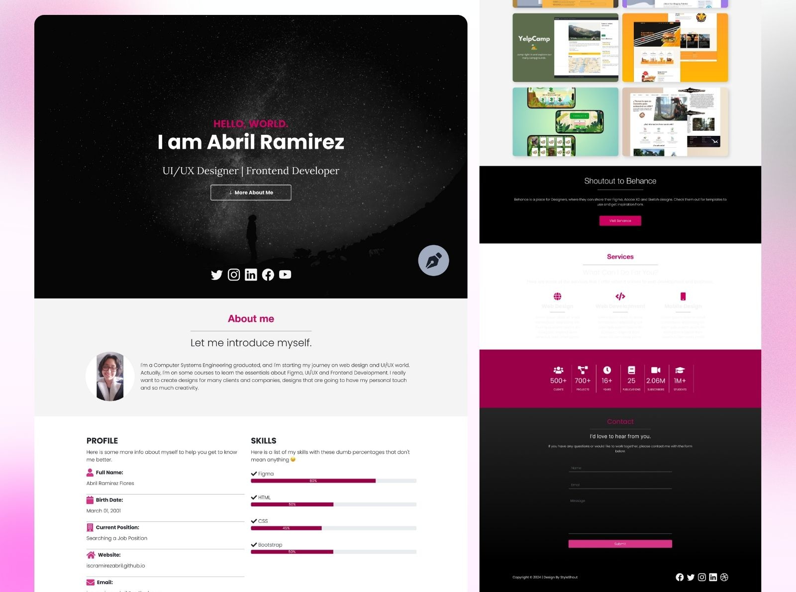 Portfolio Website bootstrap css figma figma design frontend html sass ui uiux wireframe