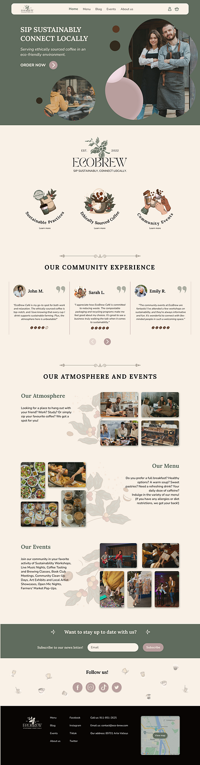 #003 Daily UI - Landing Page cafés coffee shop figma landing page photoshop sustainable theme ui user interface