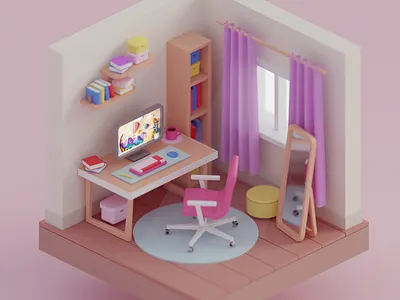 3D study room 3d 3d art 3d blender 3d illustration 3dart blender
