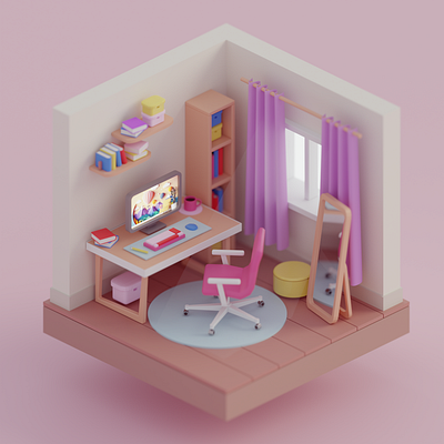 3D study room 3d 3d art 3d blender 3d illustration 3dart blender