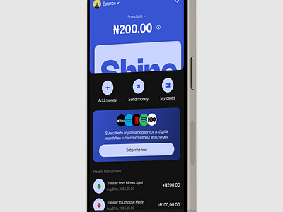 SHINE (a fintech app) homescreen 3d animation branding figma fintech graphic design homepage mobile app motion graphics ui