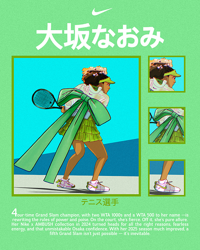 Naomi Osaka Editorial ambush anima art art editorial fashion graphic design illustration magazine manga naomi osaka nike procreate tennis usopen