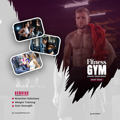 Fitness Gym Social Media Post Banner animation branding design flyer graphic design motion graphics ui