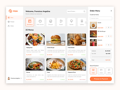 POJA - Cashier WebApp cashier cashierapp clean design design food landing page ui uiux ux