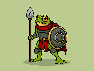 Frog Warrior Mascot Cartoon Vector Style art brand branding busssiness cartoon character company design fight frog graphic design illustration knight logo mascot spear sticker vector war warrior