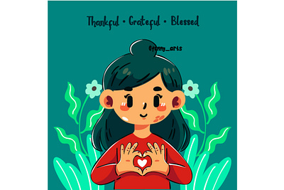 Hand Drawn Illustration for World Gratitude Day Celebration anniversary blessing campaign cartoon celebration congratulation day event girl grateful gratitude greeting happy heart holiday joy positive social thanks thanksgiving