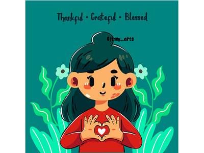 Hand Drawn Illustration for World Gratitude Day Celebration anniversary blessing campaign cartoon celebration congratulation day event girl grateful gratitude greeting happy heart holiday joy positive social thanks thanksgiving