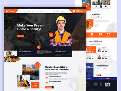 Construction Website Landing Page architecture building building website conostruction conostruction company conostruction website construtor engineering industrial website interior landing page property real estate renivation services website ui website